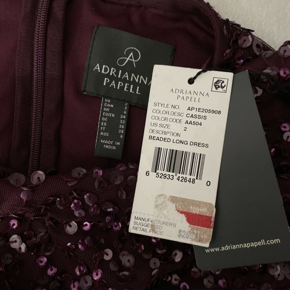 NWT Adrianna Papell Blouson Sequin Gown in‎ Cassis [SZ 2 ] - Picture 12 of 12